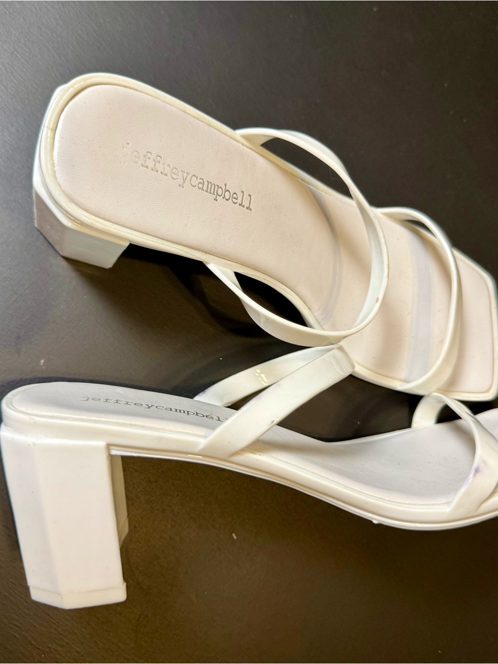 Strappy Square-Toe Heeled Sandals in White by Jeffrey Campbell - Picture 3 of 5